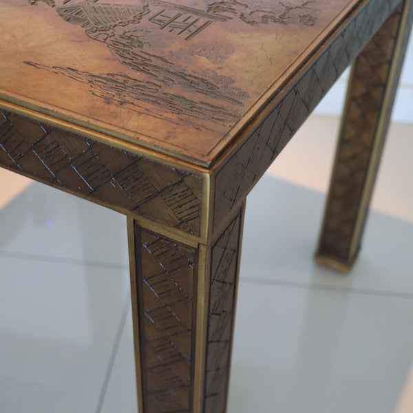 DREXEL 1970-80 Chinoiserie Side Table In Carved Wood with Aged Gilding