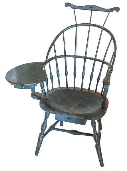WINDSOR CHAIR 1800's Sack-Back American Early 19th Century In Wood With Trays