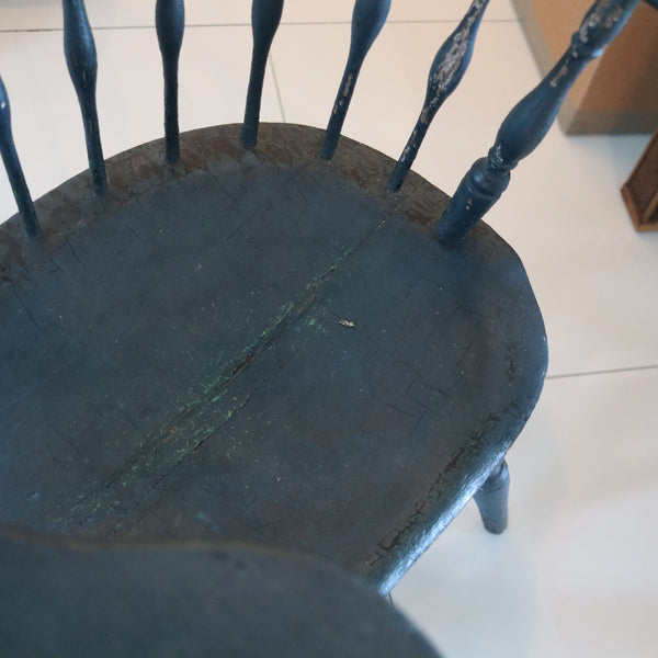 WINDSOR CHAIR 1800's Sack-Back American Early 19th Century In Wood With Trays
