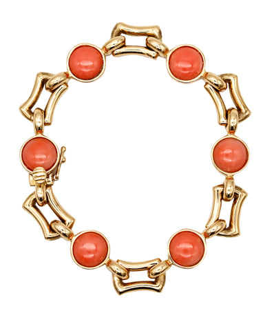 -Tiffany & Co. Stations Chain Bracelet In 18Kt Yellow Gold With 16.68 Ctw In Pink Coral