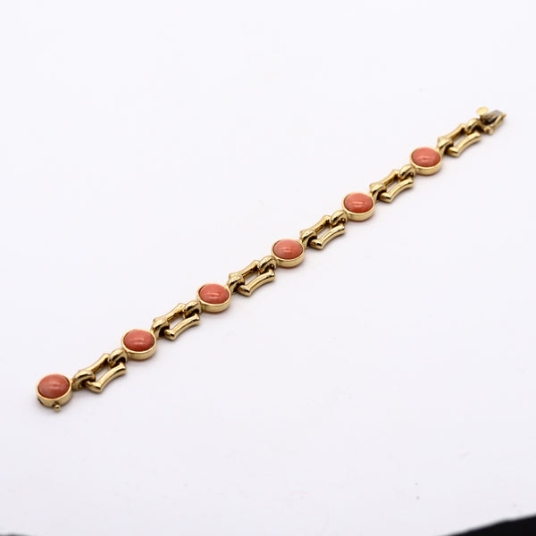 -Tiffany & Co. Stations Chain Bracelet In 18Kt Yellow Gold With 16.68 Ctw In Pink Coral