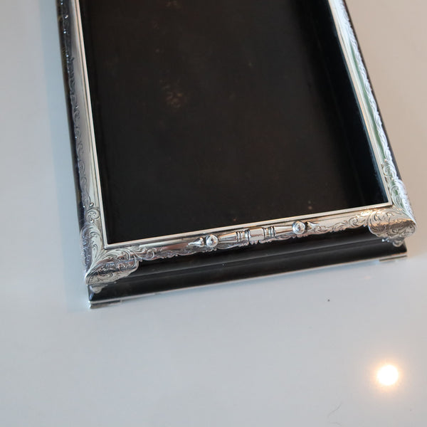 ASPREY London 1874 Elegant Desk Tray In Wood And .925 Sterling Silver