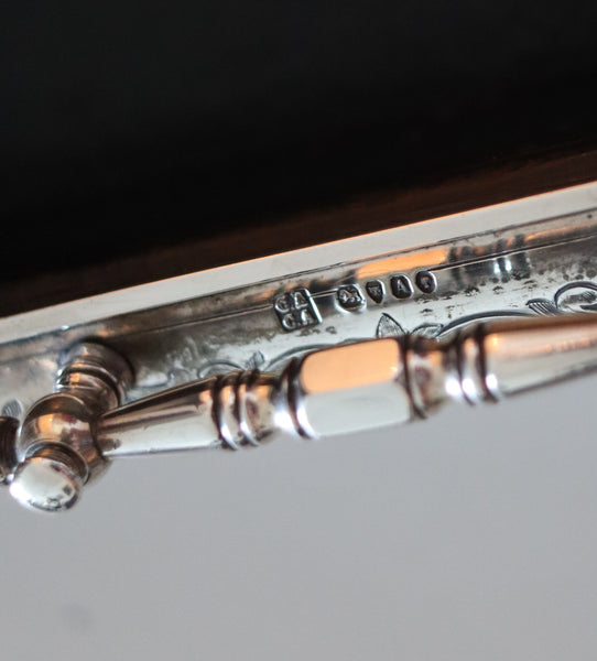 ASPREY London 1874 Elegant Desk Tray In Wood And .925 Sterling Silver