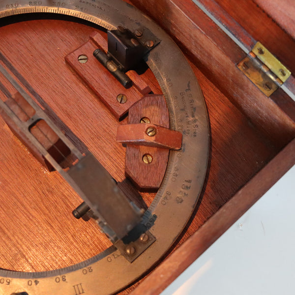 AZIMUTH Circle E.S. Ritchie & Sons US Navy Maritime Compass Bronze & Wood Box