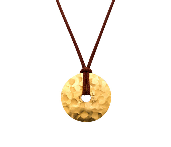-Dinh Van Paris Large Pi Necklace Pendant In Hammered 24Kt Yellow Gold