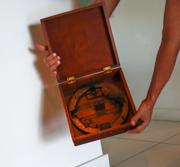 AZIMUTH Circle E.S. Ritchie & Sons US Navy Maritime Compass Bronze & Wood Box