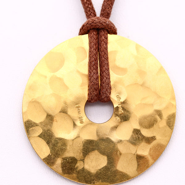-Dinh Van Paris Large Pi Necklace Pendant In Hammered 24Kt Yellow Gold