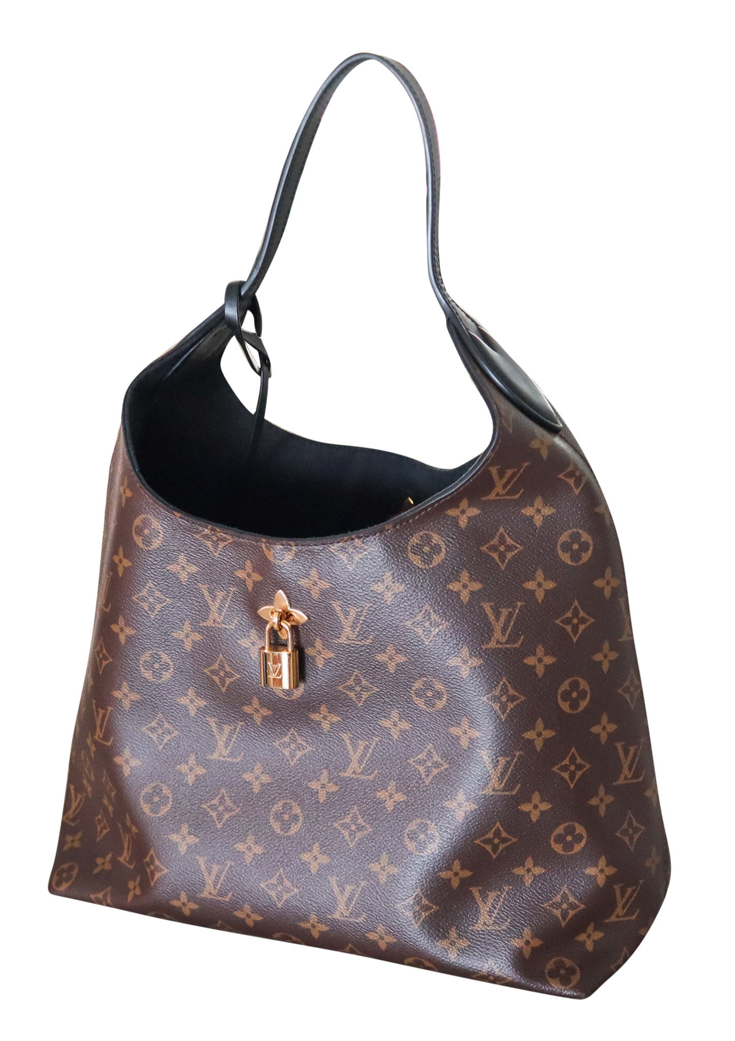 LOUIS VUITTON Flower HOBO Handbag LV Monogram In Leather With Box, Bag & Booklet