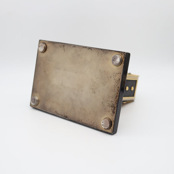 LACLOCHE FRERES Paris 1924 Art Deco Lacquered Desk Clock In 18Kt Gold With Onyx