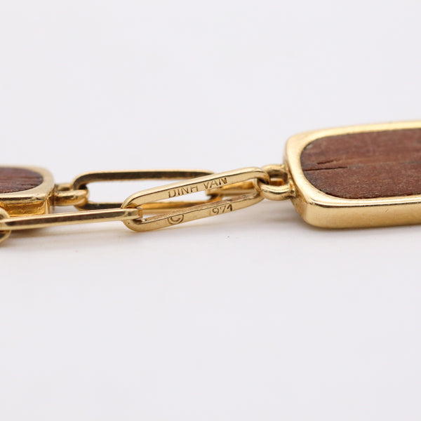 -Dinh Van Paris 1976 Long Necklace Sautoir With Wood In 18Kt Yellow Gold
