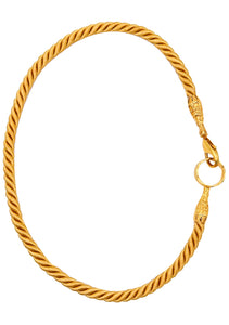 ETRUSCAN REVIVAL Italian Contemporary Necklace In Twisted Golden Silk And 14Kt Yellow Gold