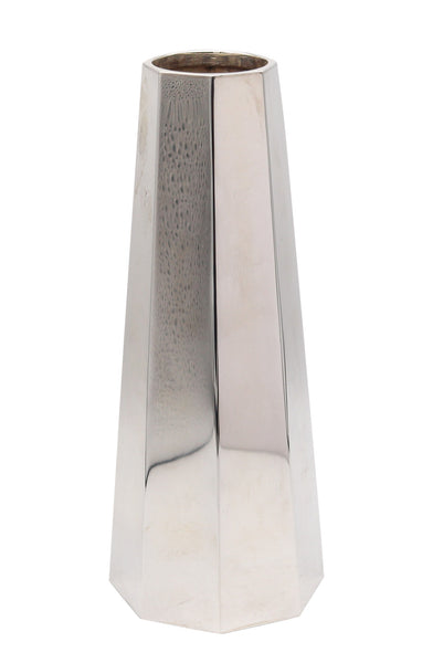 CARTIER 1965 Geometric Bauhaus Octagonal Vase In Solid .925 Sterling Silver