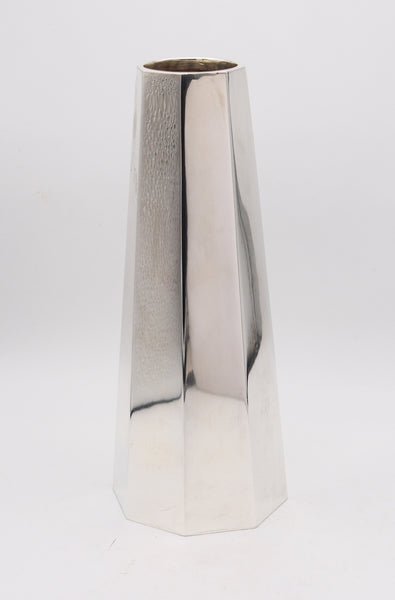 CARTIER 1965 Geometric Bauhaus Octagonal Vase In Solid .925 Sterling Silver
