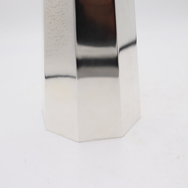 CARTIER 1965 Geometric Bauhaus Octagonal Vase In Solid .925 Sterling Silver