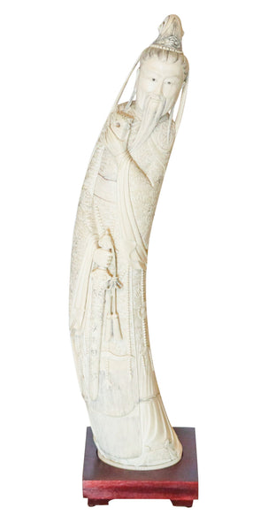 QING DYNASTY 1875 Antique Carved Sculptural Figure of Sage Confucius