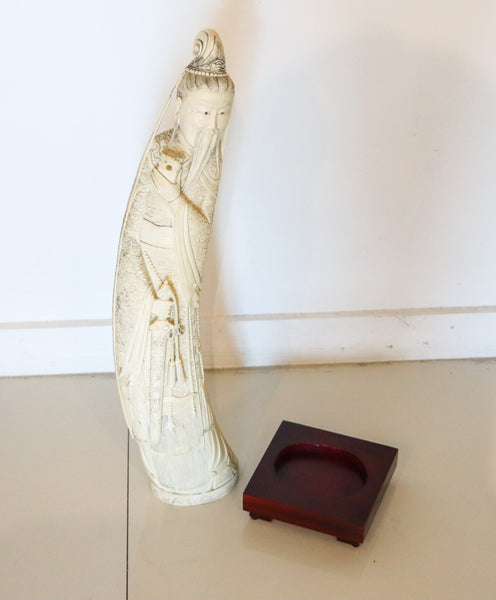 QING DYNASTY 1875 Antique Carved Sculptural Figure of Sage Confucius