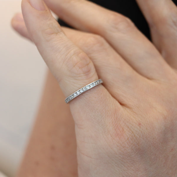 ART DECO 1925 Eternity Band Ring In Platinum With European White Diamonds