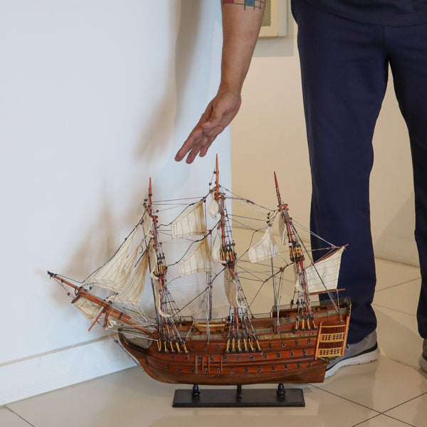 GALLEON SHIP 1960 Vintage Oversized Scale-Model Of Historical ship In Wood
