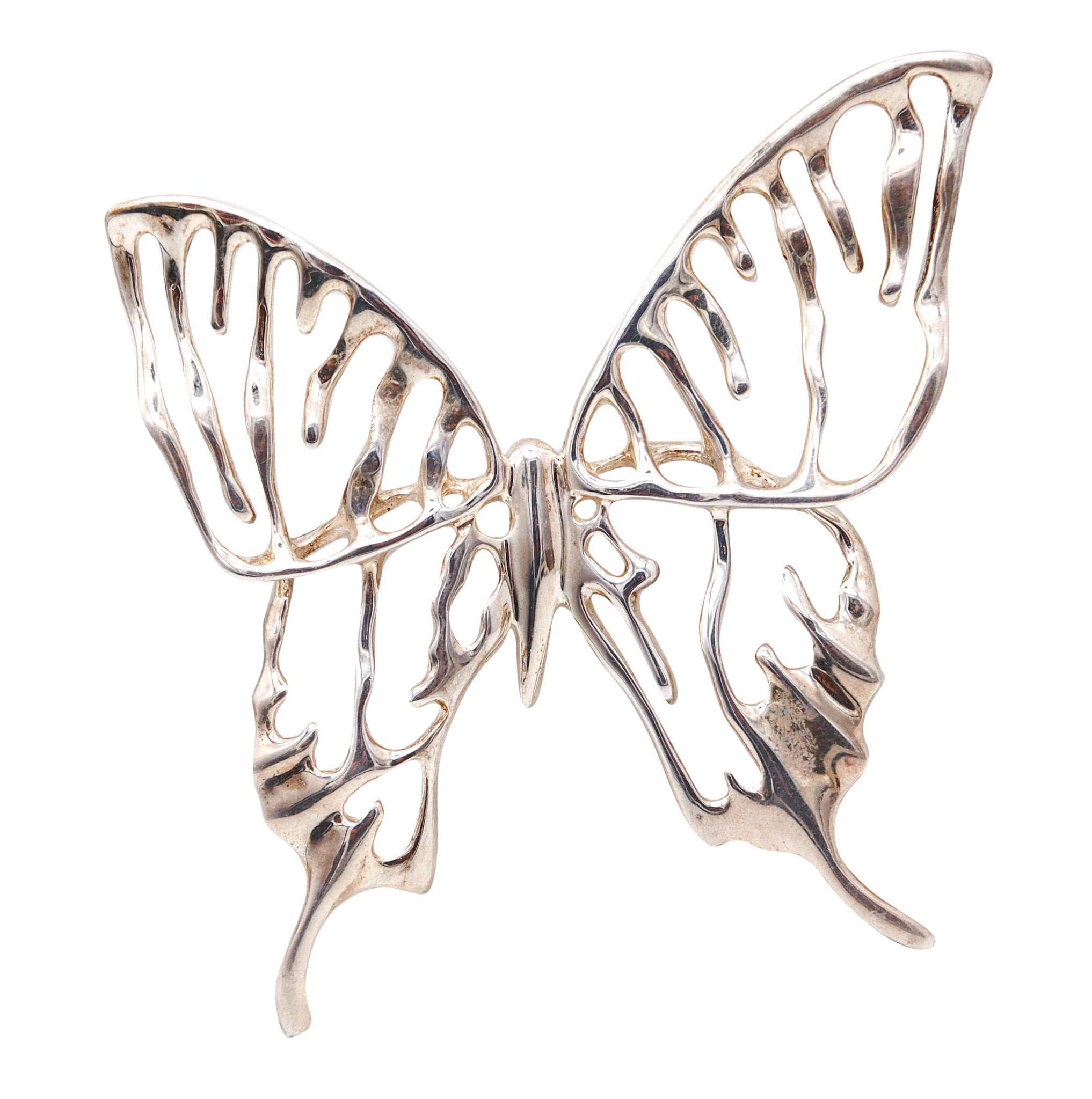 ANGELA CUMMINGS 1987 Studio Sculptural Butterfly Brooch In .925 Sterling Silver
