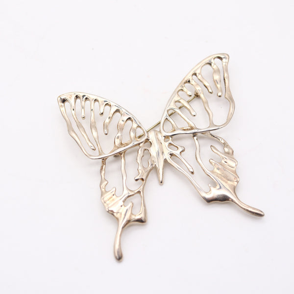 ANGELA CUMMINGS 1987 Studio Sculptural Butterfly Brooch In .925 Sterling Silver