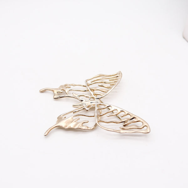 ANGELA CUMMINGS 1987 Studio Sculptural Butterfly Brooch In .925 Sterling Silver