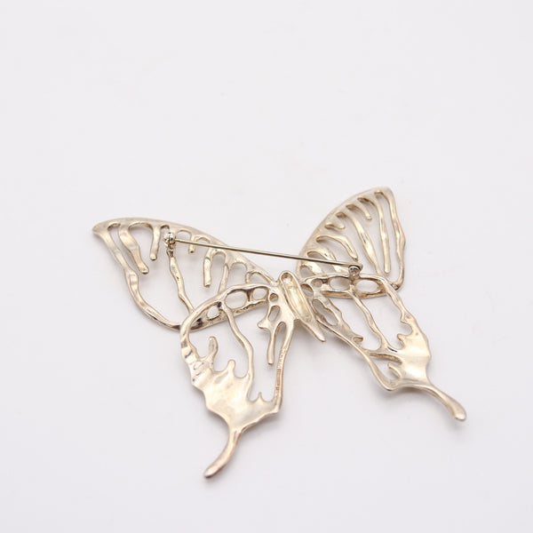 ANGELA CUMMINGS 1987 Studio Sculptural Butterfly Brooch In .925 Sterling Silver