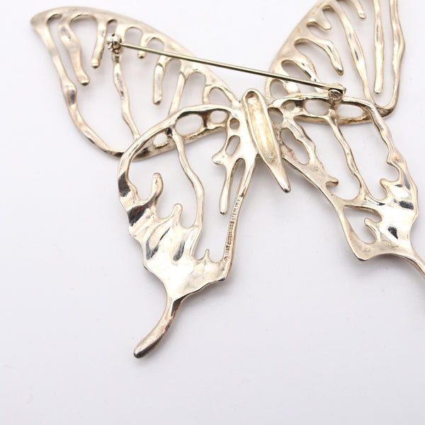ANGELA CUMMINGS 1987 Studio Sculptural Butterfly Brooch In .925 Sterling Silver