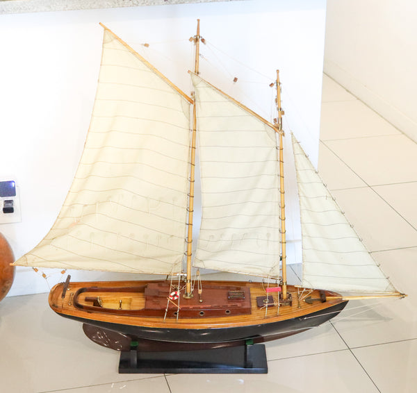 SAILING YATCH Magnificent Scale Model Ship In Fine Wood Oversized With Stand