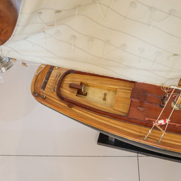 SAILING YATCH Magnificent Scale Model Ship In Fine Wood Oversized With Stand