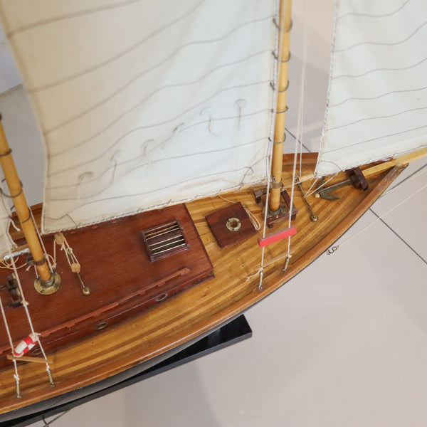 SAILING YATCH Magnificent Scale Model Ship In Fine Wood Oversized With Stand