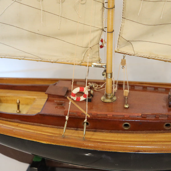 SAILING YATCH Magnificent Scale Model Ship In Fine Wood Oversized With Stand