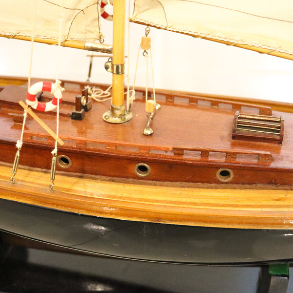 SAILING YATCH Magnificent Scale Model Ship In Fine Wood Oversized With Stand