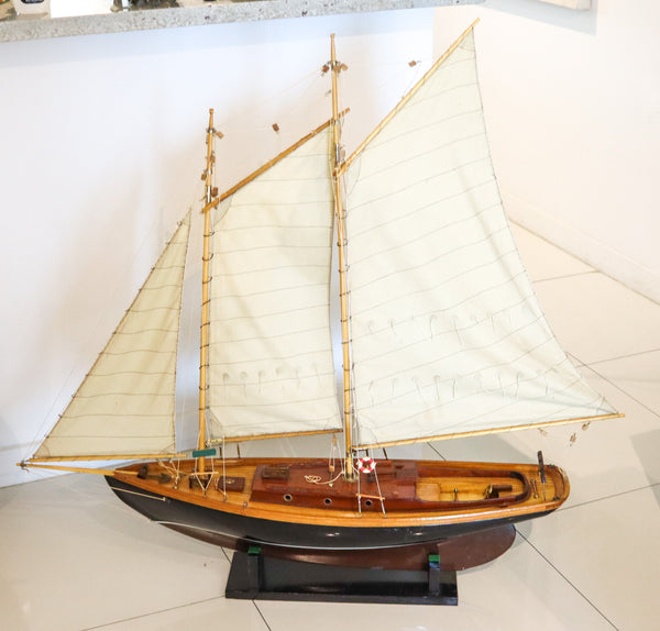 SAILING YATCH Magnificent Scale Model Ship In Fine Wood Oversized With Stand