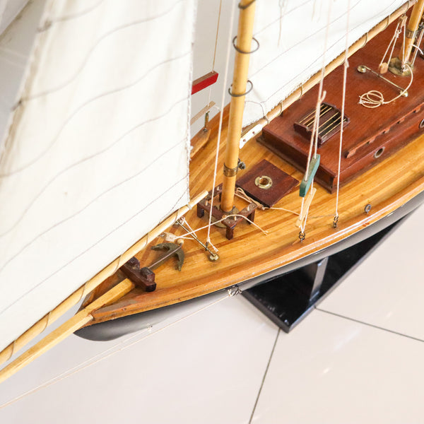 SAILING YATCH Magnificent Scale Model Ship In Fine Wood Oversized With Stand