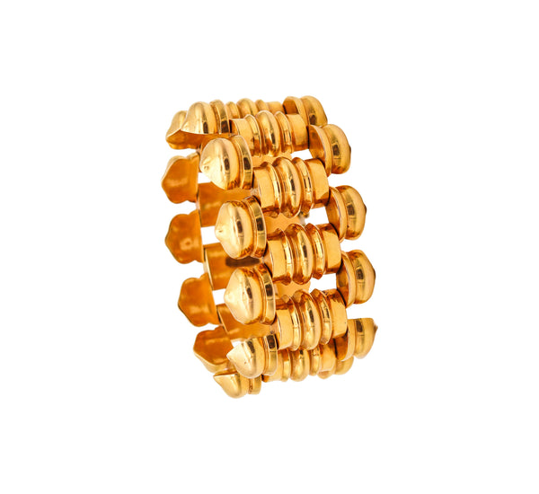 PORTUGUESE 1930 Porto Art Deco Tank Bracelet In Rich 19.2Kt Yellow Gold