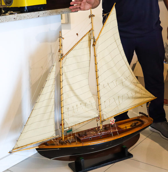 SAILING YATCH Magnificent Scale Model Ship In Fine Wood Oversized With Stand