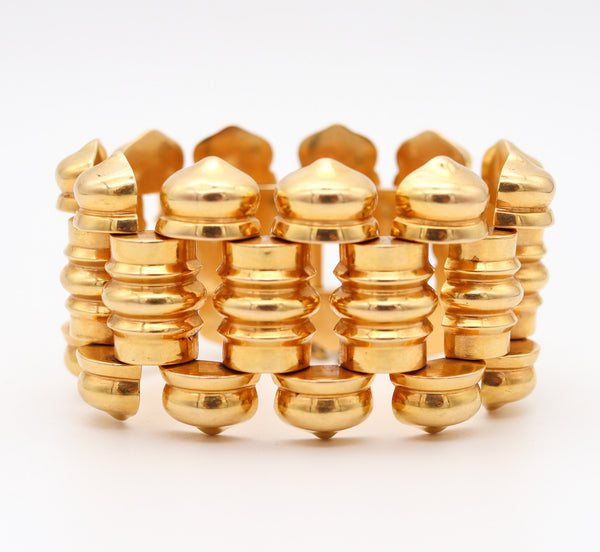 PORTUGUESE 1930 Porto Art Deco Tank Bracelet In Rich 19.2Kt Yellow Gold