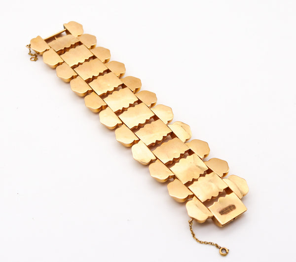 PORTUGUESE 1930 Porto Art Deco Tank Bracelet In Rich 19.2Kt Yellow Gold