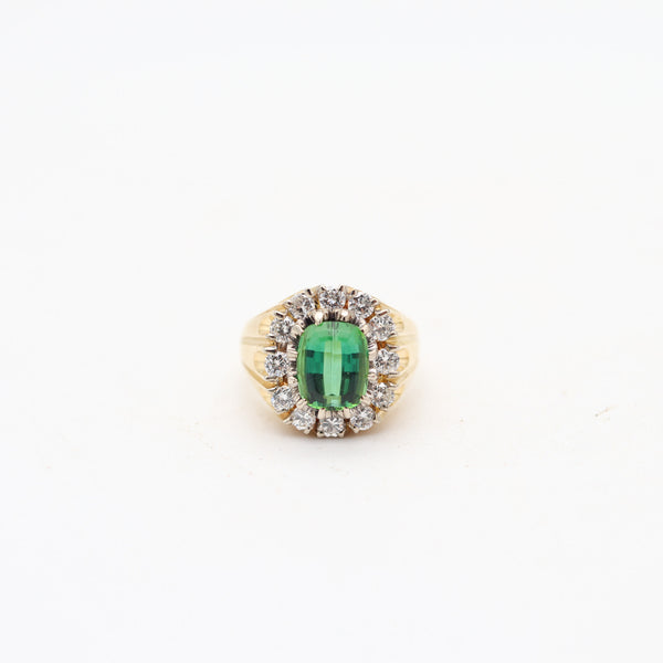 SPRITZER & FUHRMANN 1970 Ring In Solid 18Kt Gold Diamonds & GIA Tourmaline