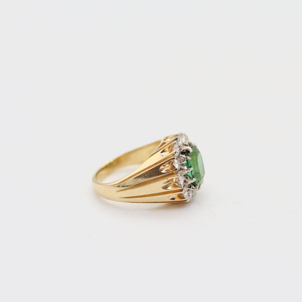 SPRITZER & FUHRMANN 1970 Ring In Solid 18Kt Gold Diamonds & GIA Tourmaline