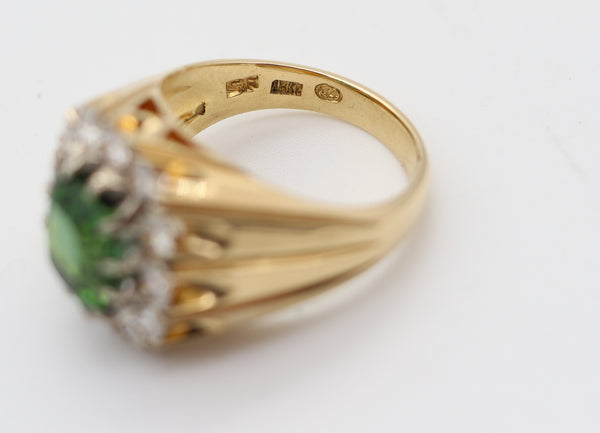 SPRITZER & FUHRMANN 1970 Ring In Solid 18Kt Gold Diamonds & GIA Tourmaline