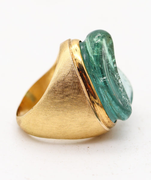 BURLE MARX 1960 Forma Livre Green Tourmalines Ring In 18Kt Yellow Gold