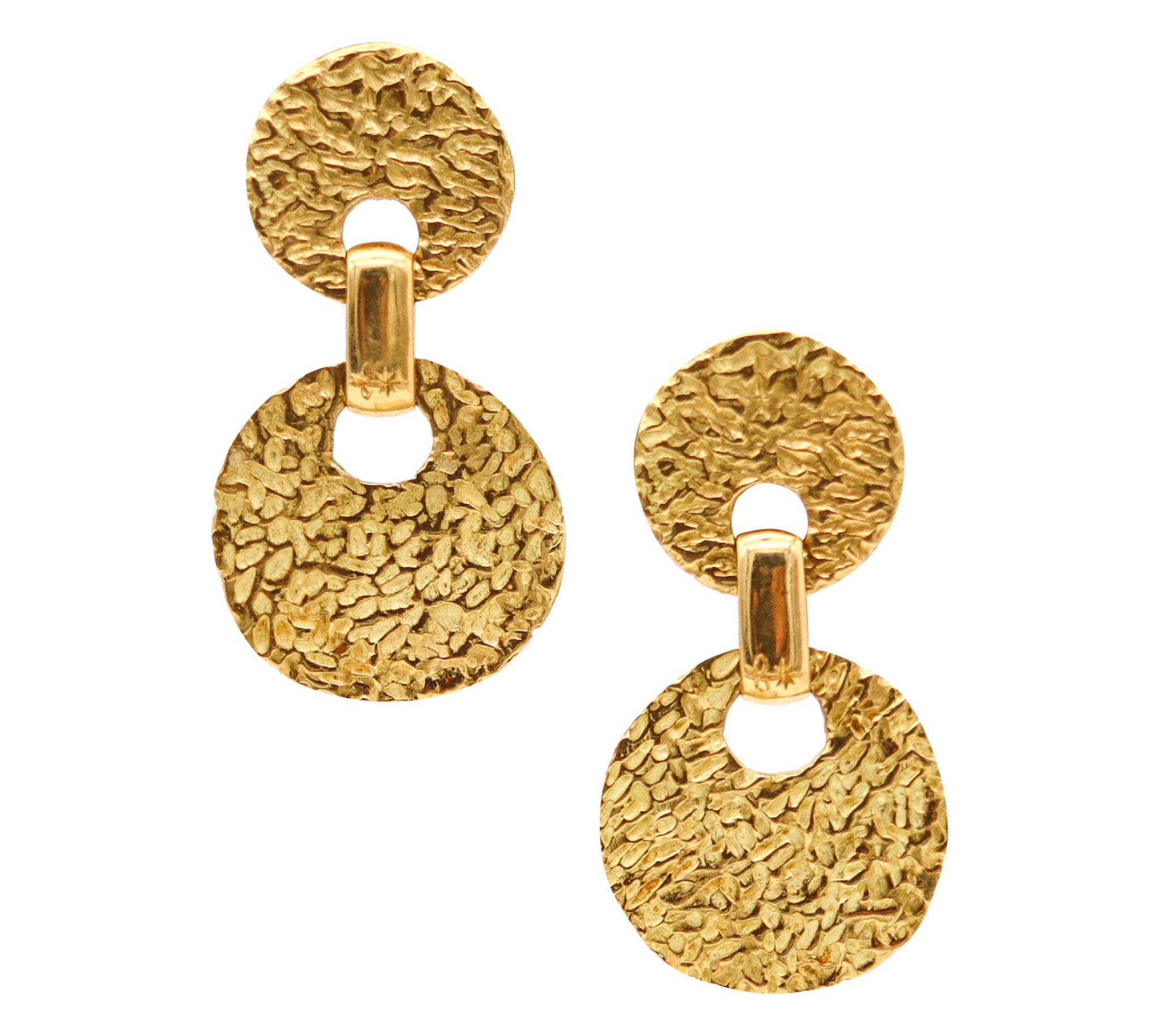 TORRINI Firenze 1970 Dangle Drop Earrings In Solid Textured 18Kt Yellow Gold