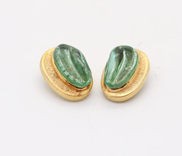 BURLE MARX 1960 Forma Livre Green Tourmalines Clips-On Earrings In 18Kt Gold