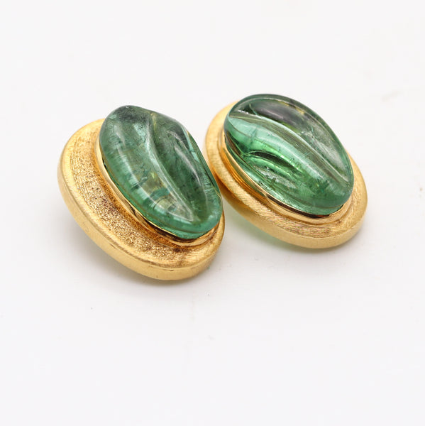 BURLE MARX 1960 Forma Livre Green Tourmalines Clips-On Earrings In 18Kt Gold