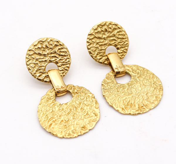 TORRINI Firenze 1970 Dangle Drop Earrings In Solid Textured 18Kt Yellow Gold