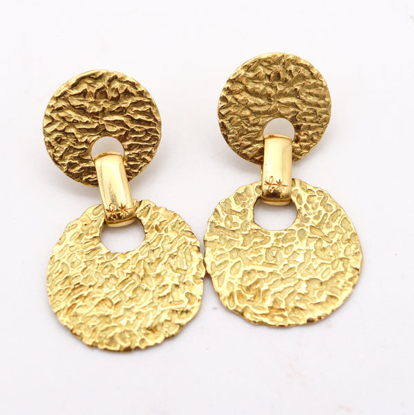 TORRINI Firenze 1970 Dangle Drop Earrings In Solid Textured 18Kt Yellow Gold