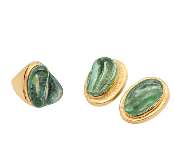 BURLE MARX 1960 Forma Livre Green Tourmalines Ring In 18Kt Yellow Gold