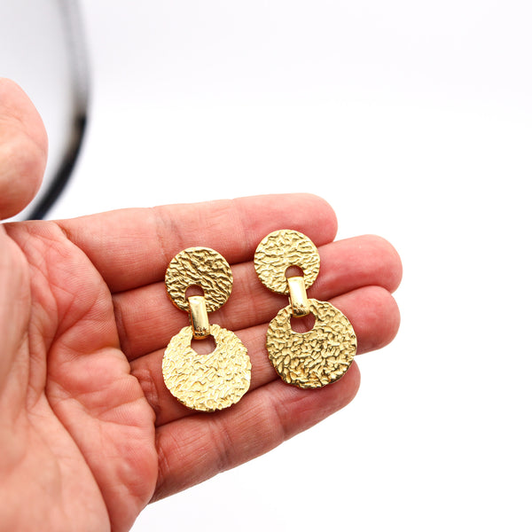 TORRINI Firenze 1970 Dangle Drop Earrings In Solid Textured 18Kt Yellow Gold