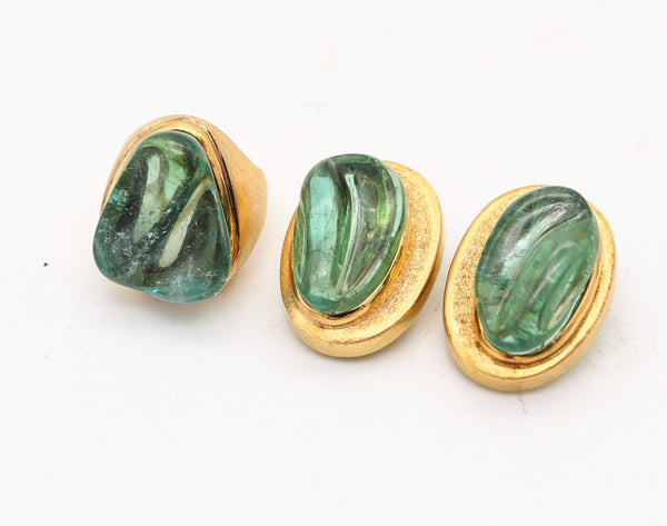 BURLE MARX 1960 Forma Livre Green Tourmalines Ring In 18Kt Yellow Gold
